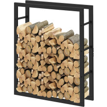 Laneetal estante para lenha, 100x80x25 cm, metal preto, para interior e exterior