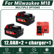 Batterie rechargeable 18V 12000mAh pour outils Milwaukee M18, noir