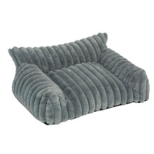 Canapé pour animaux, Couchage pour chats et petits chiens, Velours côtelé et Peluche, Gris, Housse amovible et lavable