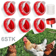 Lot de 6 ports d'alimentation automatiques pour poulets et volailles, ABS blanc et rouge, 10,5 cm