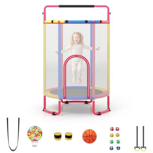 Children's 6-in-1 Trampoline with Safety Net and Swing