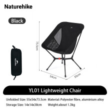 Naturehike opvouwbare campingstoel, aluminium, 200 kg belastbaar, zwart