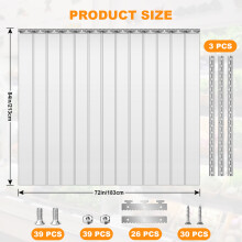 Rideau de porte à lanières en PVC transparent, résistant aux rayures et températures, lot de 13 pièces, 183x213cm