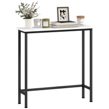 Homcom smalle gangconsole, 75x24x76 cm, marmeren effect, zwart en wit, met verstelbare poten