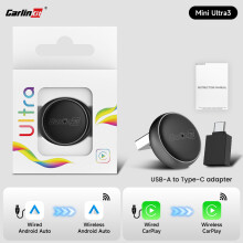 CarlinKit Mini Ultra3 draadloze adapter, zwart, voor CarPlay en Android auto
