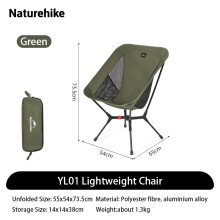 Naturehike opvouwbare campingstoel, aluminium, 200 kg belasting, groen