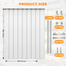 Rideau industriel en lanières PVC transparent, Lot de 9 pièces, 121x213cm, Résistant aux rayures et températures