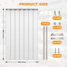 Rideau de porte à lanières en PVC transparent, résistant aux rayures et températures, Lot de 7 pièces 91x243cm