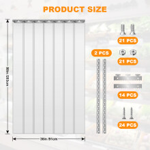 Rideau en bandes PVC transparent, résistant aux rayures et températures, lot de 7 pièces, 91x203cm