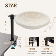 Hamac pour chat rotatif à 360, lit de bureau réglable en hauteur, structure acier robuste, beige et gris