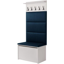 KOBI conjunto de aparador Andy, percha e caixa de arrumação, painéis estofados, azul marinho, 192x73x40 cm