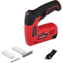 Pistola de pregos e grampos recarregável, bateria 1500 mAh, 4 V, 40 disparos por minuto, com conjunto de pregos e grampos