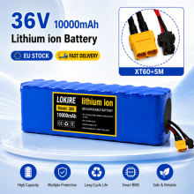 Batterie Lithium-ion 36V 10Ah 1000W, Cellules 18650 10S3P, Protection BMS Intelligente, Pour Vélo et Scooter Électrique