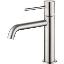 IMEX Grifo Monomando para Lavabo Serie Monza, Níquel Cepilhado, Cartucho Cerâmico Ø26 mm, Flexos 3/8