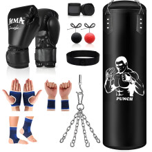Professionele bokszak van 120 cm, set met handschoenen en reactiebal, waterdicht microvezelleer voor fitness