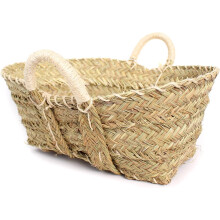Cesto para lenha de esparto artesanal, resistente, tamanho médio 55 x 18 x 18 cm, para decoração de lareira