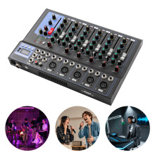 Professionele 7-kanaals audiomixer, zwart, metaal, voor muziekopname en webcasting