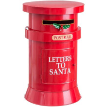 Buzón de Navidad decorativo em metal, vermelho, com fenda, 38 cm de altura