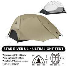 Naturehike Star River UL kamptent, 2 personen, 15D nylon, ultralicht voor wandelen en backpacken