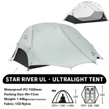 Naturehike Star River UL kamptent, 2 personen, 15D nylon, ultralicht voor wandelen en backpacken