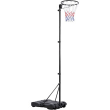 Suporte de poste de netball, altura ajustável 245,5-305 cm, aro portátil com rede de tamanho completo, preto e vermelho