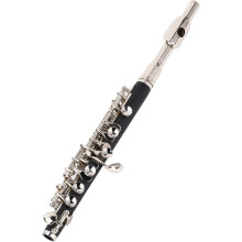 Flauta C Piccolo, instrumento de metal, com estojo de transporte e kit de limpeza, para estudantes e iniciantes