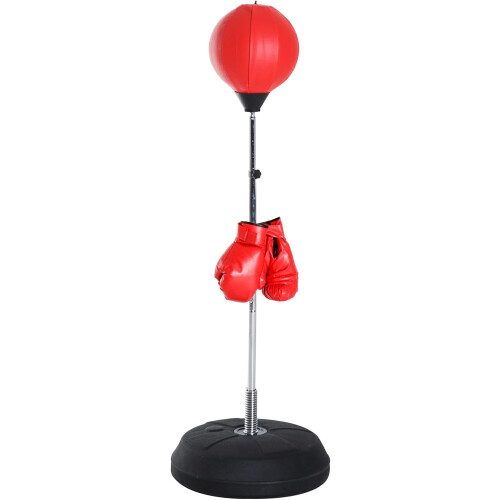 HOMCOM saco de boxe, ajustável 126 a 144 cm, com luvas, para treino de boxe e Muay Thai