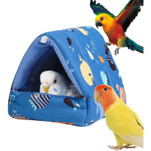 Cama para loros, casa escondite com almofada de peluche, algodão, para aves pequenas e médias