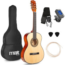 MAX SoloArt Junior, guitarra clássica espanhola, cor madeira, tamanho 3/4, para crianças