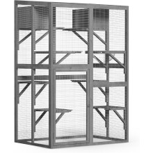 Wiltec recinto para gatos exterior, 116 x 82 x 175,7 cm, madeira de abeto, 5 níveis, teto de PVC impermeável