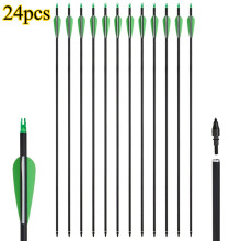 Carbon Pijl, 31,5 inch, set van 24 stuks, groen, voor jacht en boogschieten