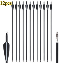 Carbon pijlen, 31,5 inch, set van 12 stuks, zwart, voor compound en recurve boogschieten