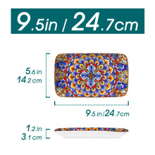 Vancasso rechthoekige porseleinen serveerborden, 9.5 inch, set van 6 stuks, voor vlees en pasta