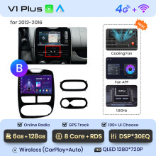 Junsun V1 Plus autoradio, 6GB RAM + 128GB opslag, draadloos CarPlay en Android Auto, voor Renault Clio 4 en ZOE