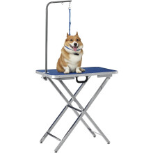 PawHut Mesa de Peluqueria para Mascotas, 72x45x74-81 cm, Azul, com braço ajustável de aço