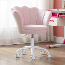 chairus Cadeira de Escritório Infantil Giratória em Forma de Flor, Rosa Claro, Pele Sintética