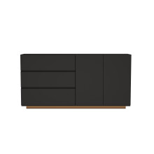 Rosahqnda dressoir, 2 deuren en 3 laden, met LED-licht en hoogglans afwerking, zwart