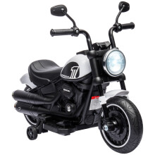 HOMCOM elektrische motorfiets voor kinderen, 6V, 3 km/u, LED-lichtmast, max. 25 kg, wit en zwart