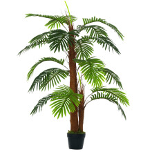 Outsunny kunstmatige palmboom, 1,2 m hoog, 19 bladeren, met zwarte pot voor binnen en buiten
