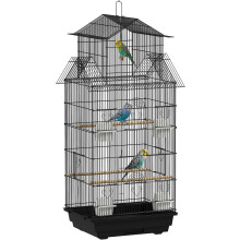 PawHut estufa para aves de aço, grande para papagaios, 50,5x41x104 cm, preto