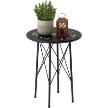 Outsunny mesa de jardim redonda, Ø40x50 cm, pés ajustáveis, preto, aço