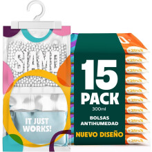 SIAMO Bolsas Antiumidade para Armários, Desumidificador Suspenso, 120 g, 24x14 cm, conjunto de 15