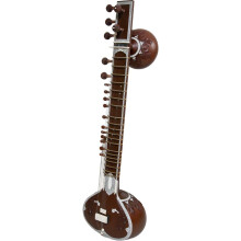 Sitar de dupla tumba estilo Ravi Shankar, instrumento de cordas tradicional indiano, castanho com caixa de transporte