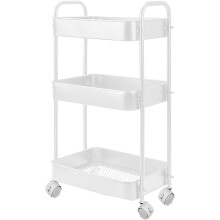 Acomoda Textil, carrinho de cozinha de 3 níveis, metal, com rodas, 30x45x78 cm, branco