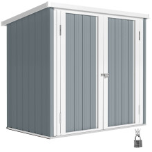 Outsunny tuinhuisje, 1,09 m2, 2 afsluitbare deuren, zwart en wit, voor gereedschapsopslag