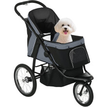 PawHut carrinho para cães dobrável com cesto, 3 rodas, 111x58x107 cm, cinzento