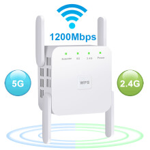WiFi versterker, 1200M 5G, wit, draadloze router signaalversterker voor thuis