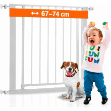 Barreira de Segurança para Portas e Escadas, Branco, Ajustável 67-74 cm, para Crianças ou Animais de Estimação