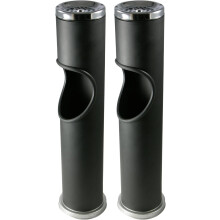 Novaliv conjunto de 2 cinzeiros de pé para exterior, preto, 46,5 cm de altura, 9,5 cm de diâmetro, 2 em 1 para resíduos e cigarros