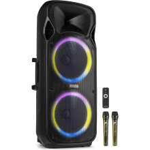 Fenton FT212LED MK2, altifalante de festa Bluetooth, 1400W, 2x12, com 2 microfones sem fios e iluminação LED